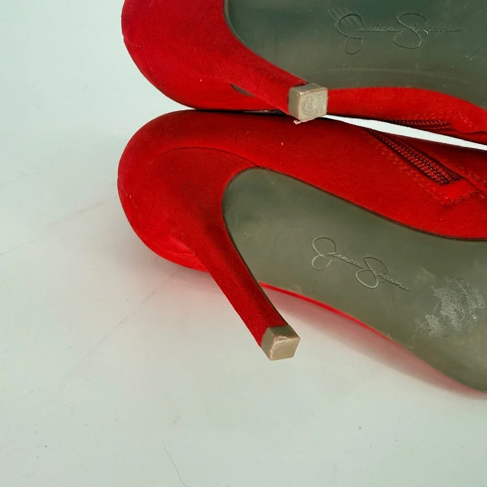 Jessica Simpson‎ Averna3 Red Pointed Toe Stiletto Ankle Booties Womens 9M 4”